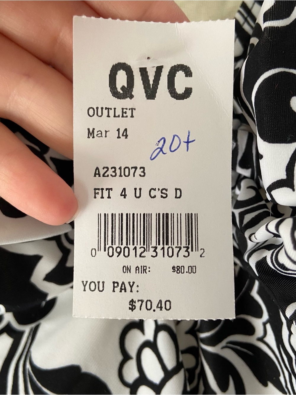 NWT Fit 4 U "Fit 4 Ur C's" Damask Floral One-Piece Swim Dress Plus Size 20W QVC - Picture 3 of 6